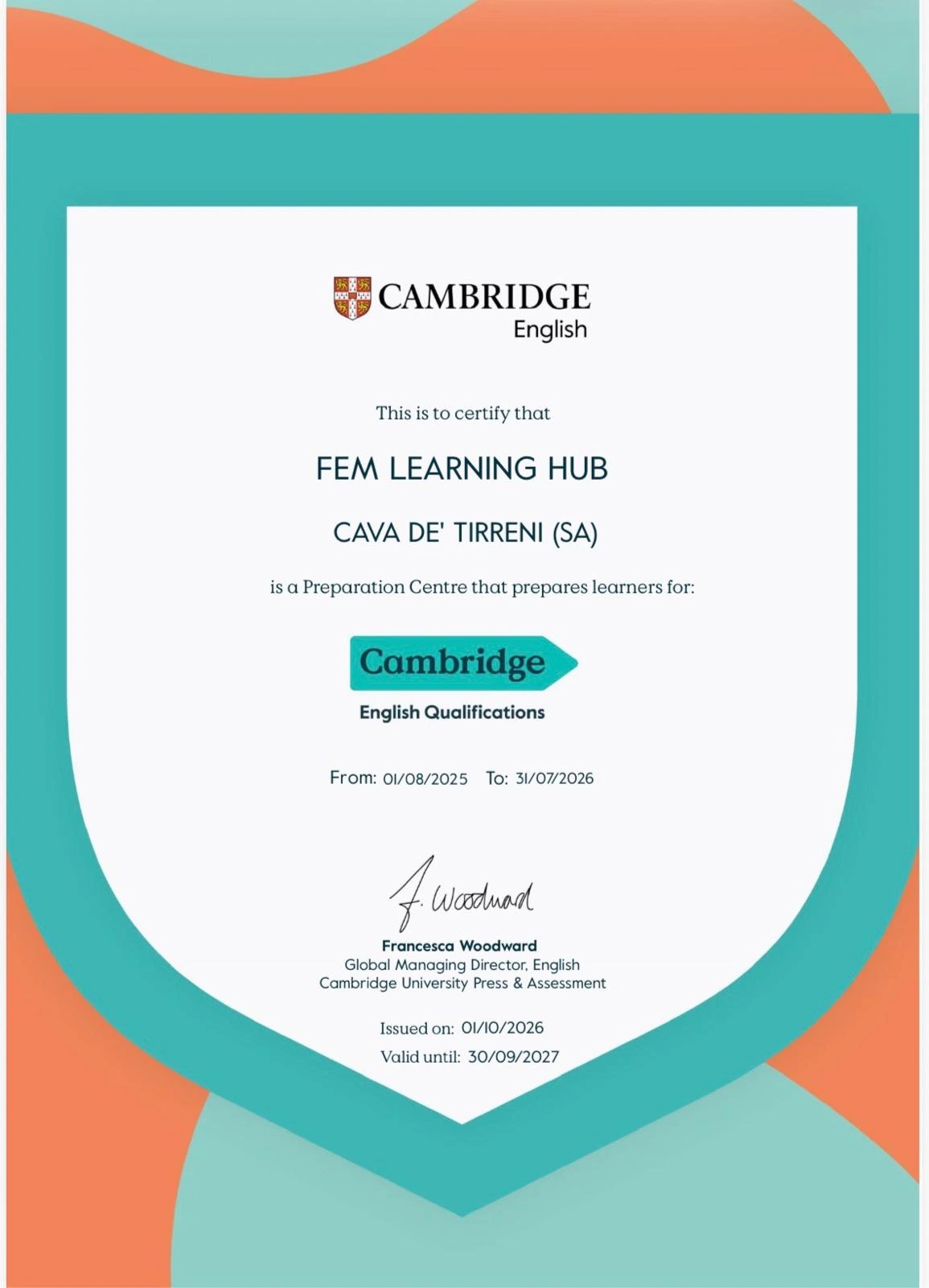 Certificato Cambridge Preparation Center